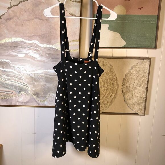 Modcloth Womens Polka Dot Adjustable Strap Mini Skirrtall Black & White Medium - Picture 1 of 5